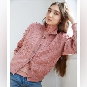 Misha & Puff Adult Popcorn Cardigan / Rose Blush / XS / Pima Cotton